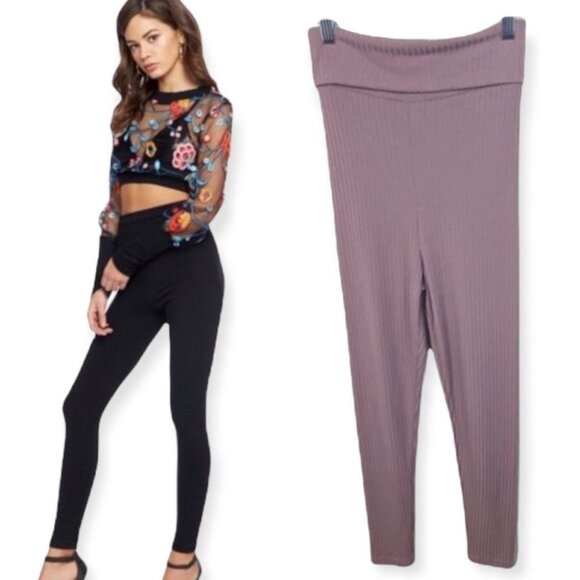 NWT Dress The Population Mauve Loungewear Leggings Size XS New With Tag Boho Rib - Picture 1 of 8